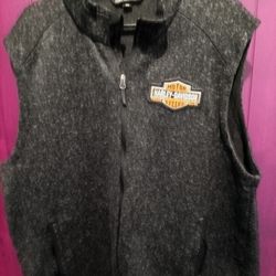 Nice Gray Tweed Vest By Port Authority With Harley-Davidson Patches Size 3XL Price $12