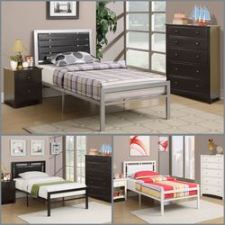 Twin Size Black Beds W Orthopedic Mattress 