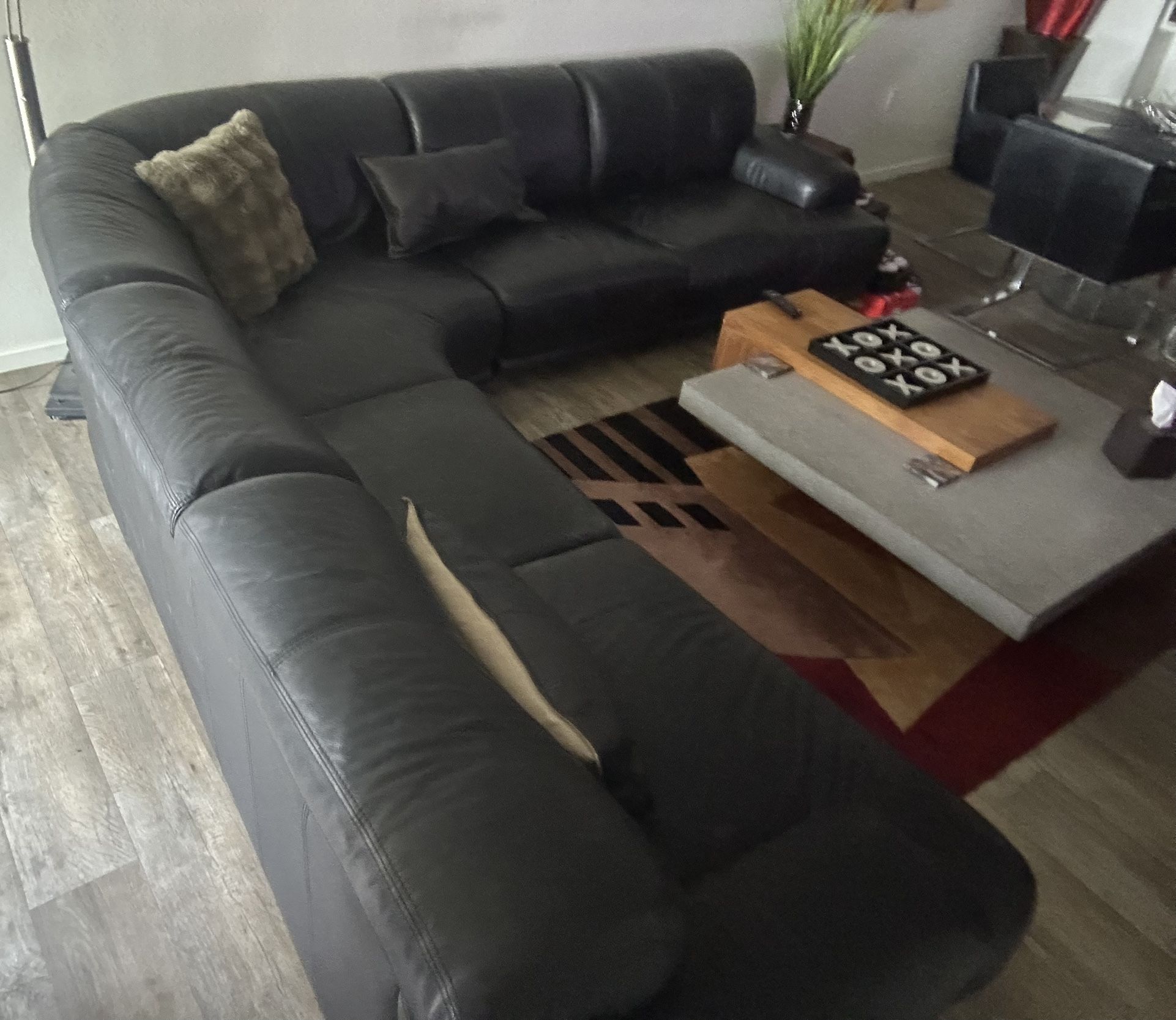 Copenhagen Black Leather Sectional