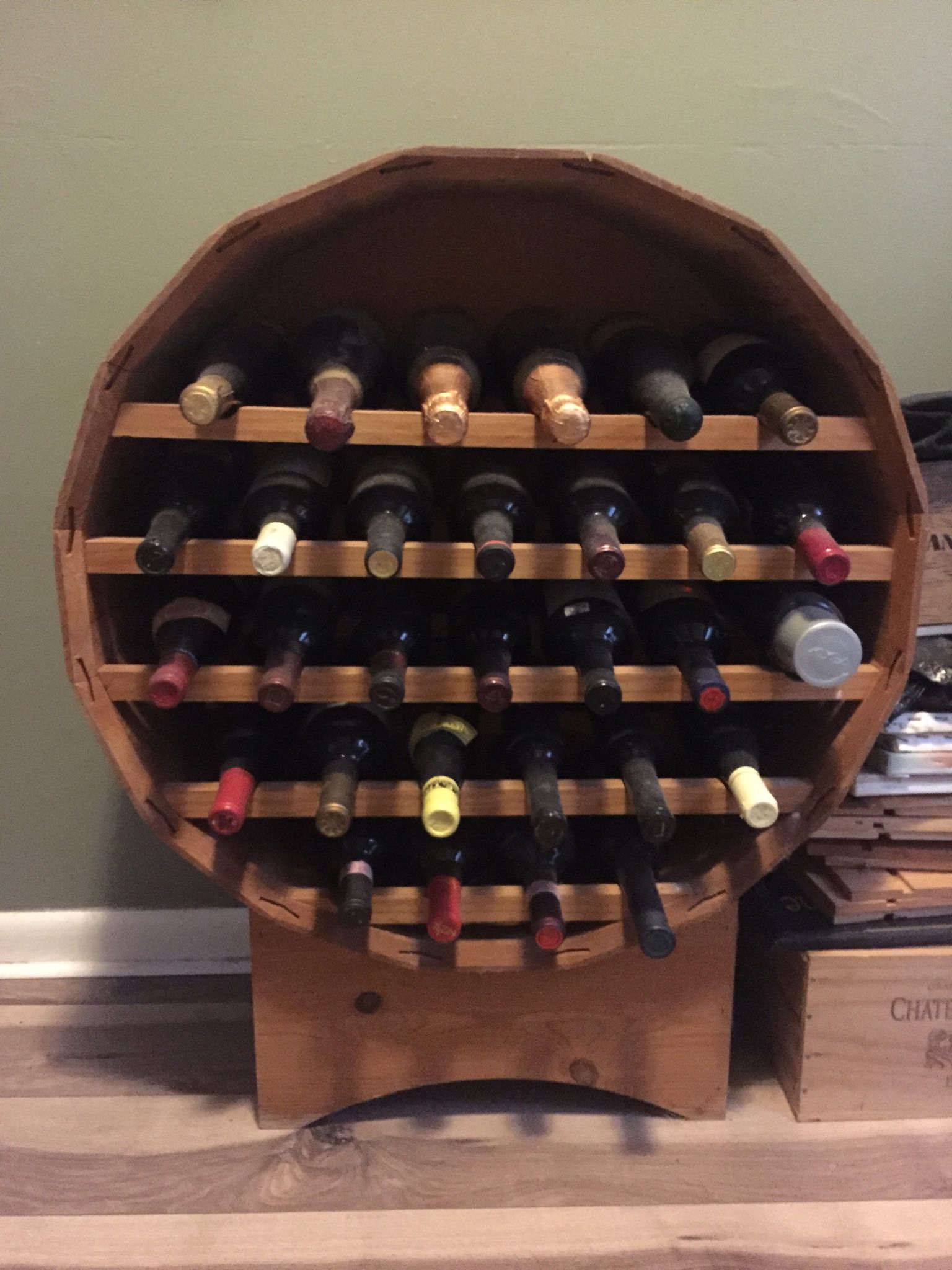 Wine Rack 1 Of A Kind Custom Made Wine Barrel 30 Bottle Holder Downsizing OBO