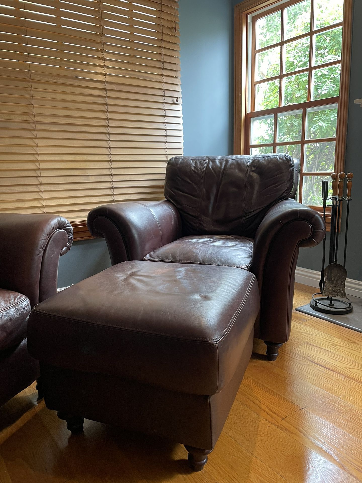 2 Leather Chairs and Ottoman 
