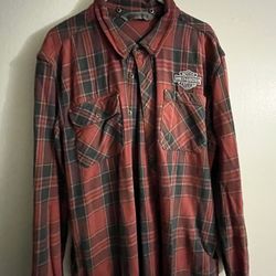 Very Heavy Duty Red And Black Harley Davidson flannel  