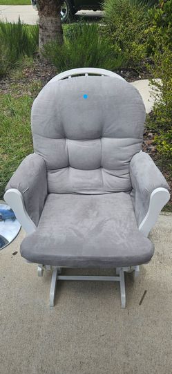 Wood Nursery Glider Rocking Chair with Cushions – Gray & White