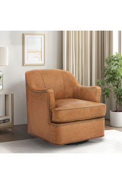 Genuine leather swivel accent chairs. Assembled.  Brand new