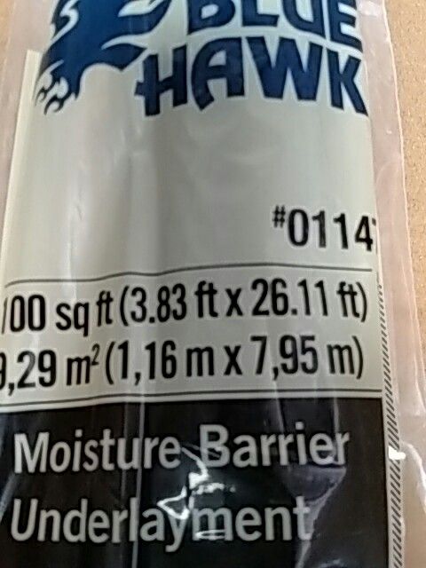 Blue Hawk plastic underlayment moisture barrier