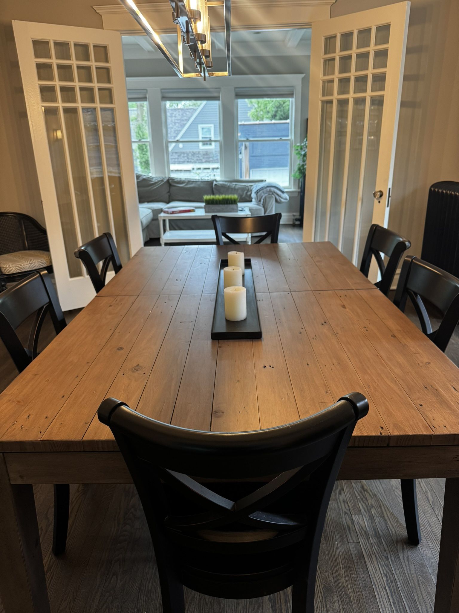 Crate And Barrel Morris Ash Grey Dining Table 8 Chairs And Buffer