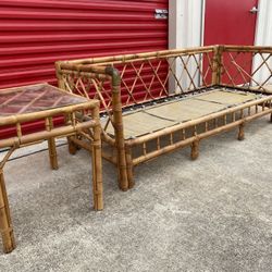 Rattan Couch And Side Table