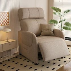🥨FlexiSpot Massage Push Back Recliner Chair for Living Room, Khaki Single Reclining Sofa