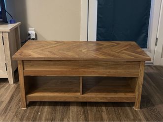 Wood Coffee Table with Bottom Shelf and Extendable Top
