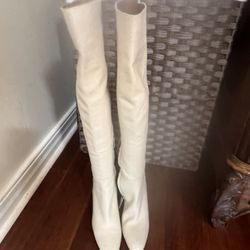 Zara White High Knee Boots