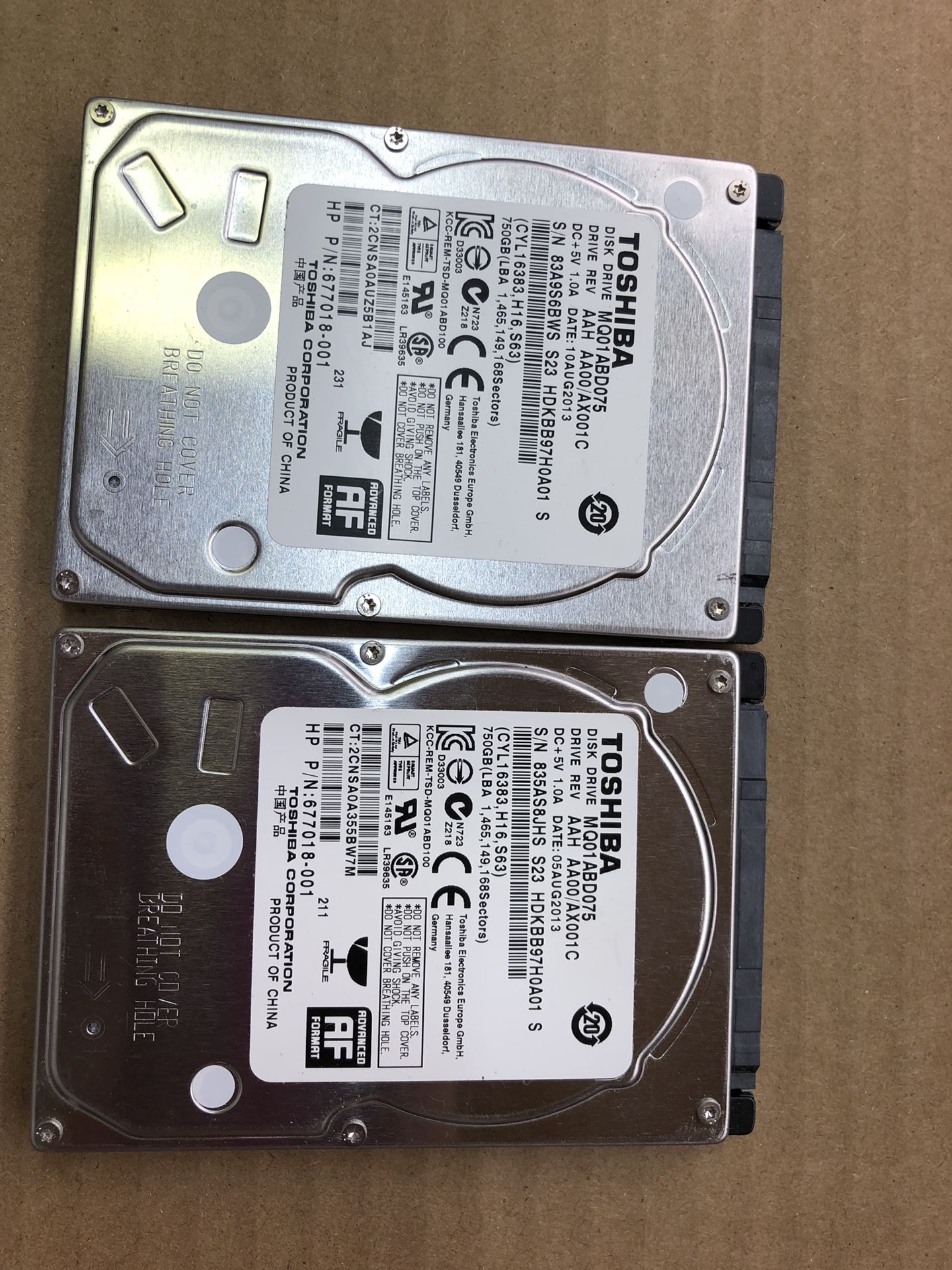 2x750Gb Hard Drives 2x 750Gb HARD DRIVES BOTH FORMATTED FOR PC or MAC READY TO GO 2.5” SATA LAPTOP OR DESKTOP No deals, trades, offers, checks, p