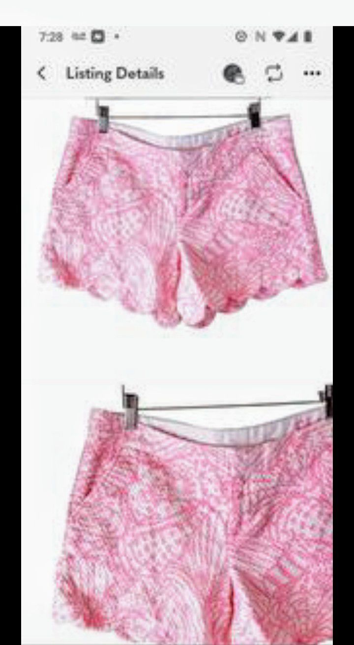 Lilly Puilzer Pink And White Shorts