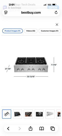 Box built in cooktop gas range KITCHENAID 6 burner w 36”