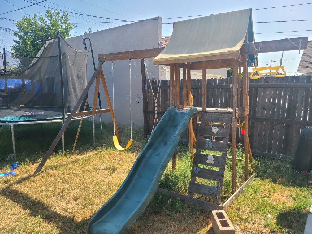 Swing set and slide