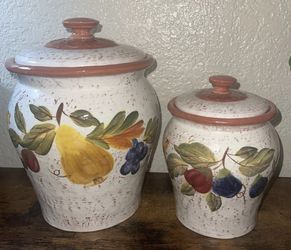 VINTAGE Certified International Pamela Gladding 2 Piece Canister Set
