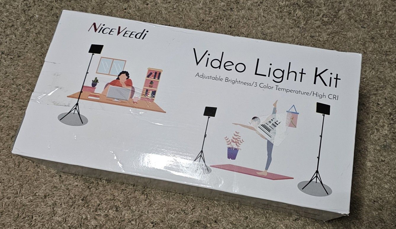 LED Video Light Kit Studio, 2K Dimmable, Photography/Film Production Kit w Tripod (2-Pack)