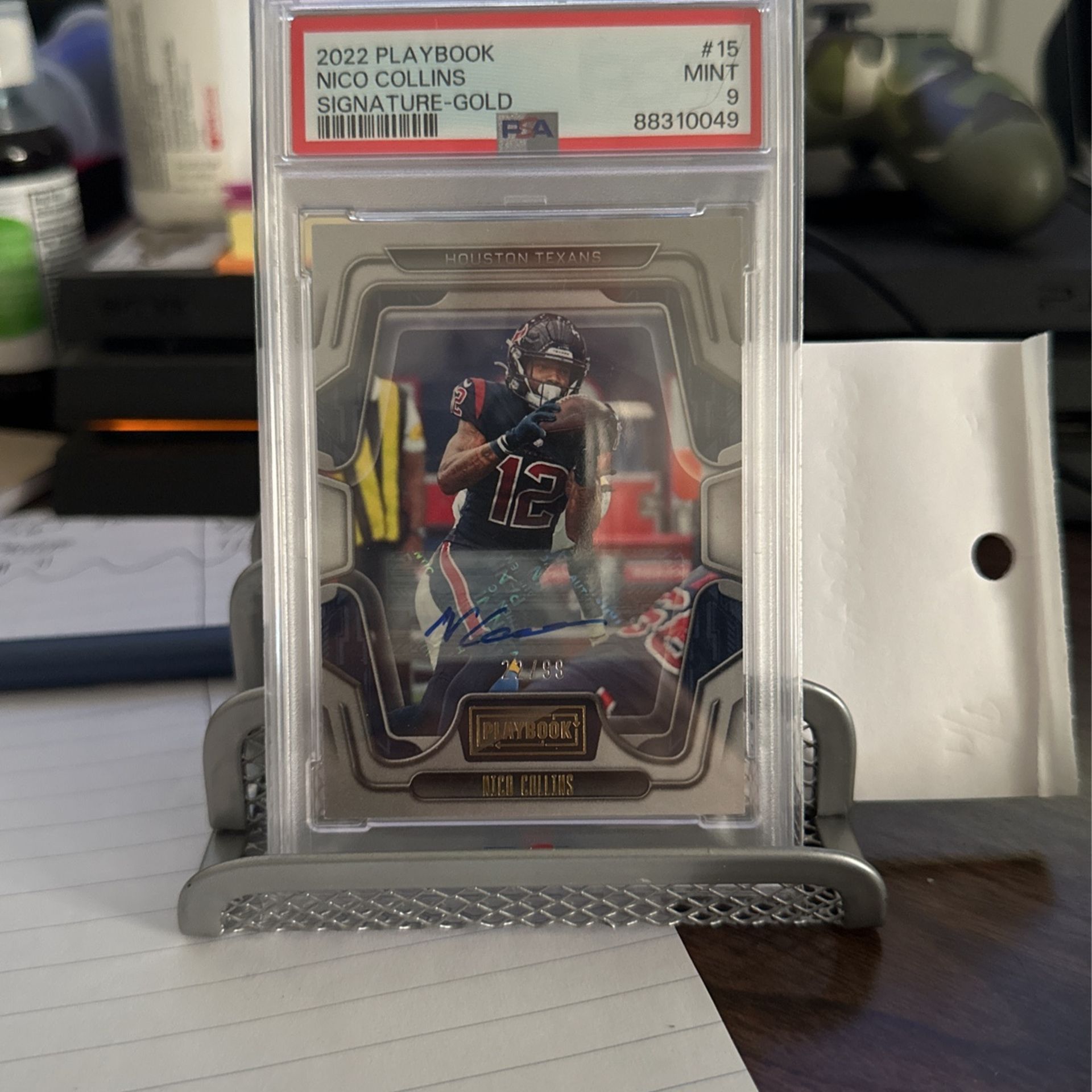 2022 playbook Nico Collins signature Gold numbered to 99 mint nine