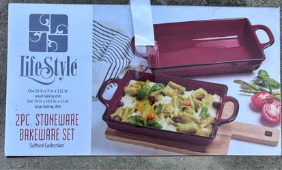 LifeStyle Safford Collection 2PC Stoneware Bakeware Set