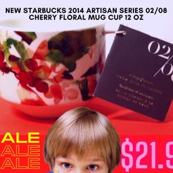 Starbucks 2014 Artisan Series 02/08 Cherry Floral Mug Cup 12 Oz.NEW!