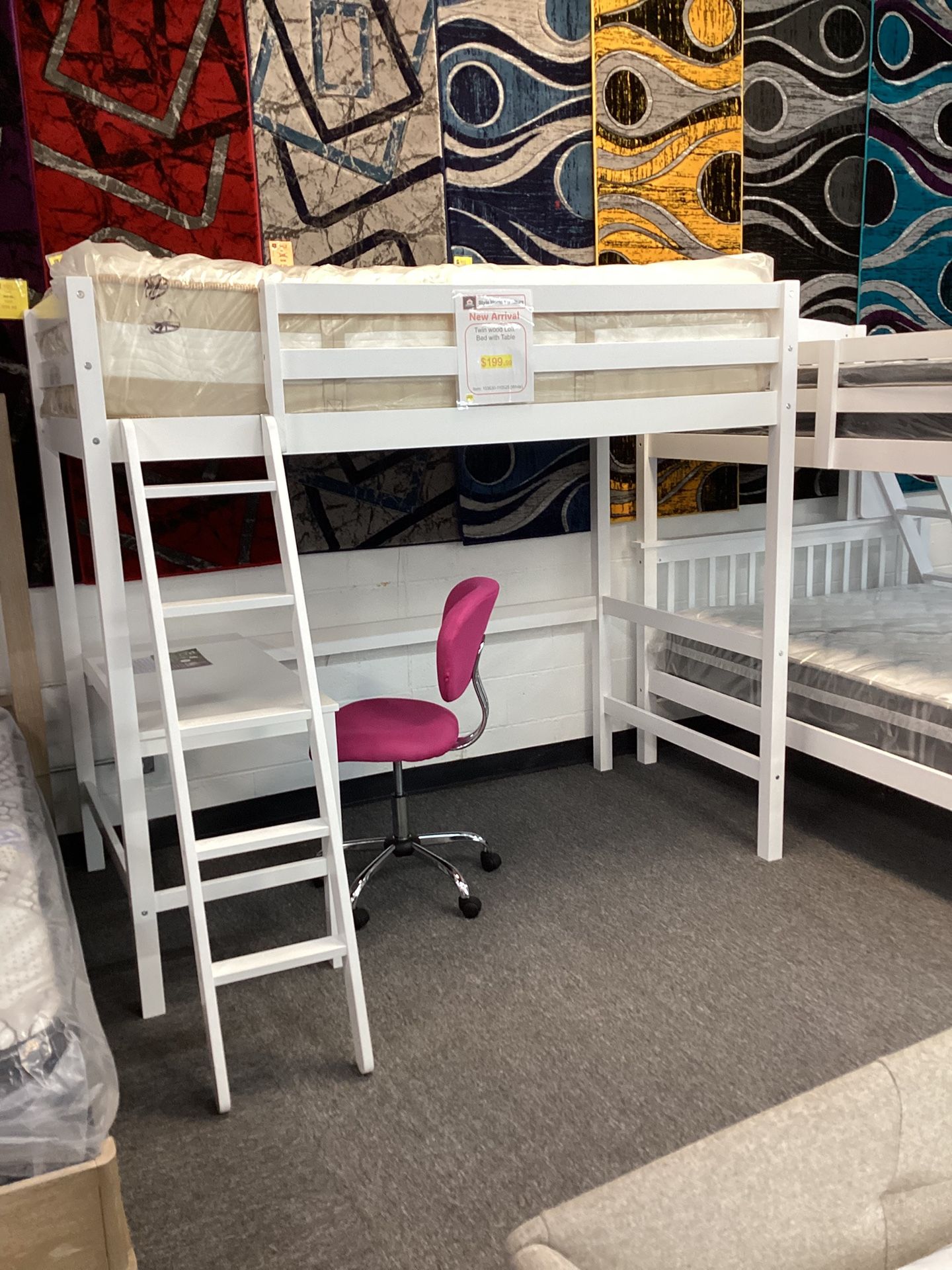 Twin Wood Left Bed With Table $199