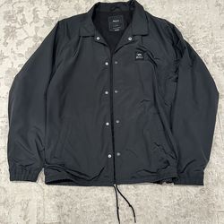 Rvca Button Up Navy Blue Windbreaker Jacket Mens Size Large