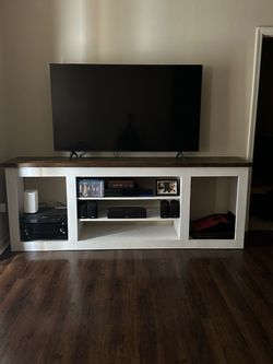 Solid wood entertainment center.