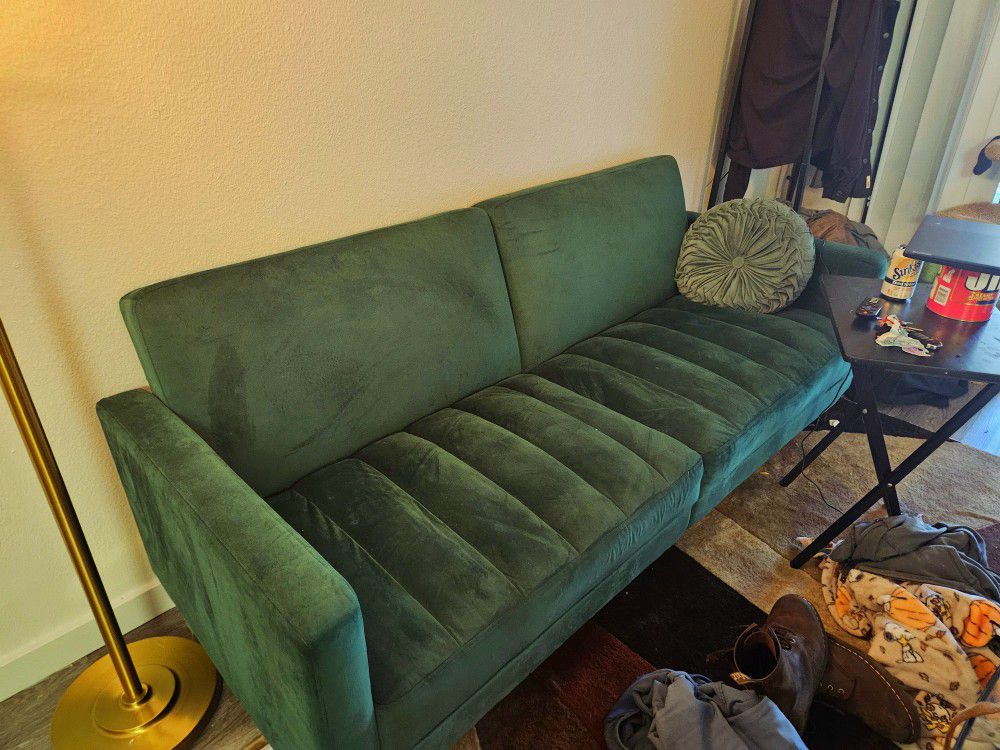 Green Velvet Couch / Futon
