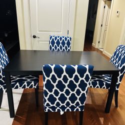 Solid Dining Table and 4 Upholstery Chairs