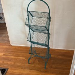 3-Tier Metal Wire Basket Rack – Teal/Green