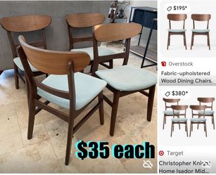 $35 EACH MCM STYLE WOODEN DINNING CHAIRS WALLNUT FINISH