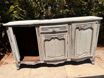Louis XV Antique French Provincial Sideboard / Buffet | Solid Wood | Distressed Finish