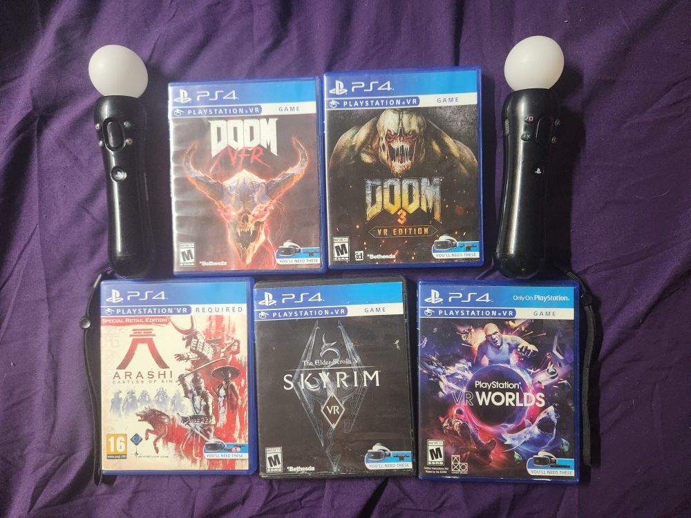 PlayStation 4 VR Bundle Of Five Games And Two Sony Move Controllers