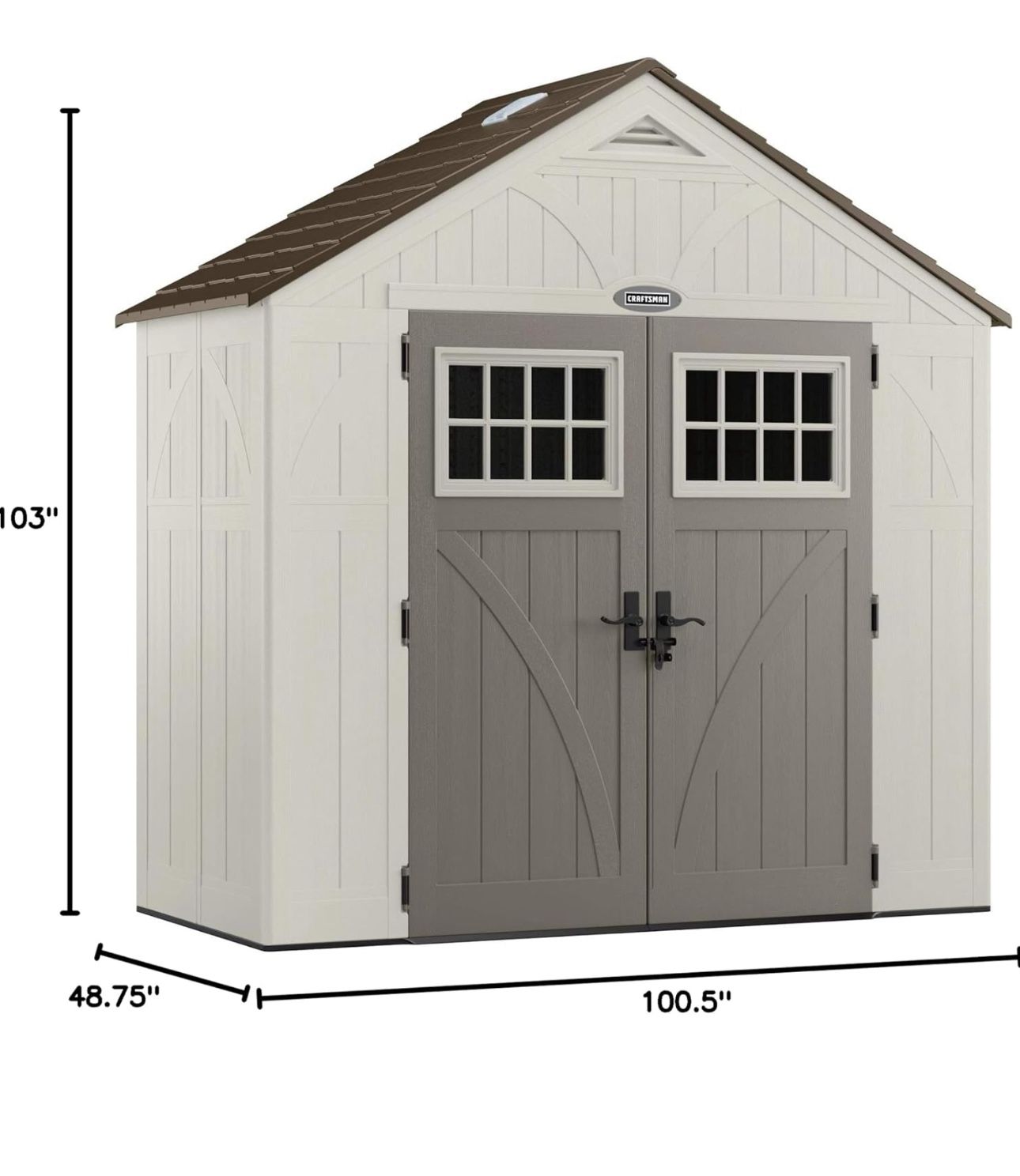 Like NEW - Suncast Craftsman 8' x 4' Resin Outdoor Storage Shed with Windows, 8' x 4”