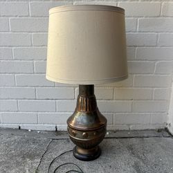 Vintage large patinated metal table lamp