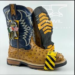 830 Ostrich print Leather Steel- Toe Work Boot 