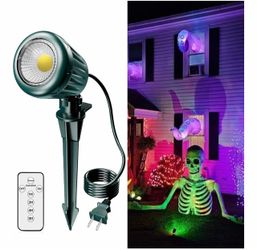 Outdoor LED Spotlight with Remote and Ground Stake