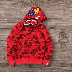 3D shark printed bape hoodie