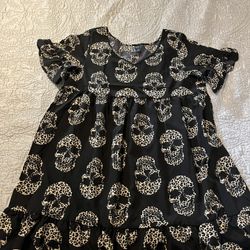 Halloween Tunic Dress With Skull Pattern Oversized