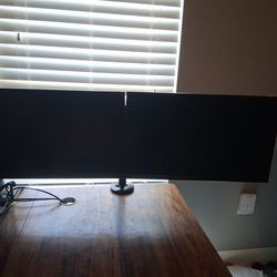 2 monitors with desk mount