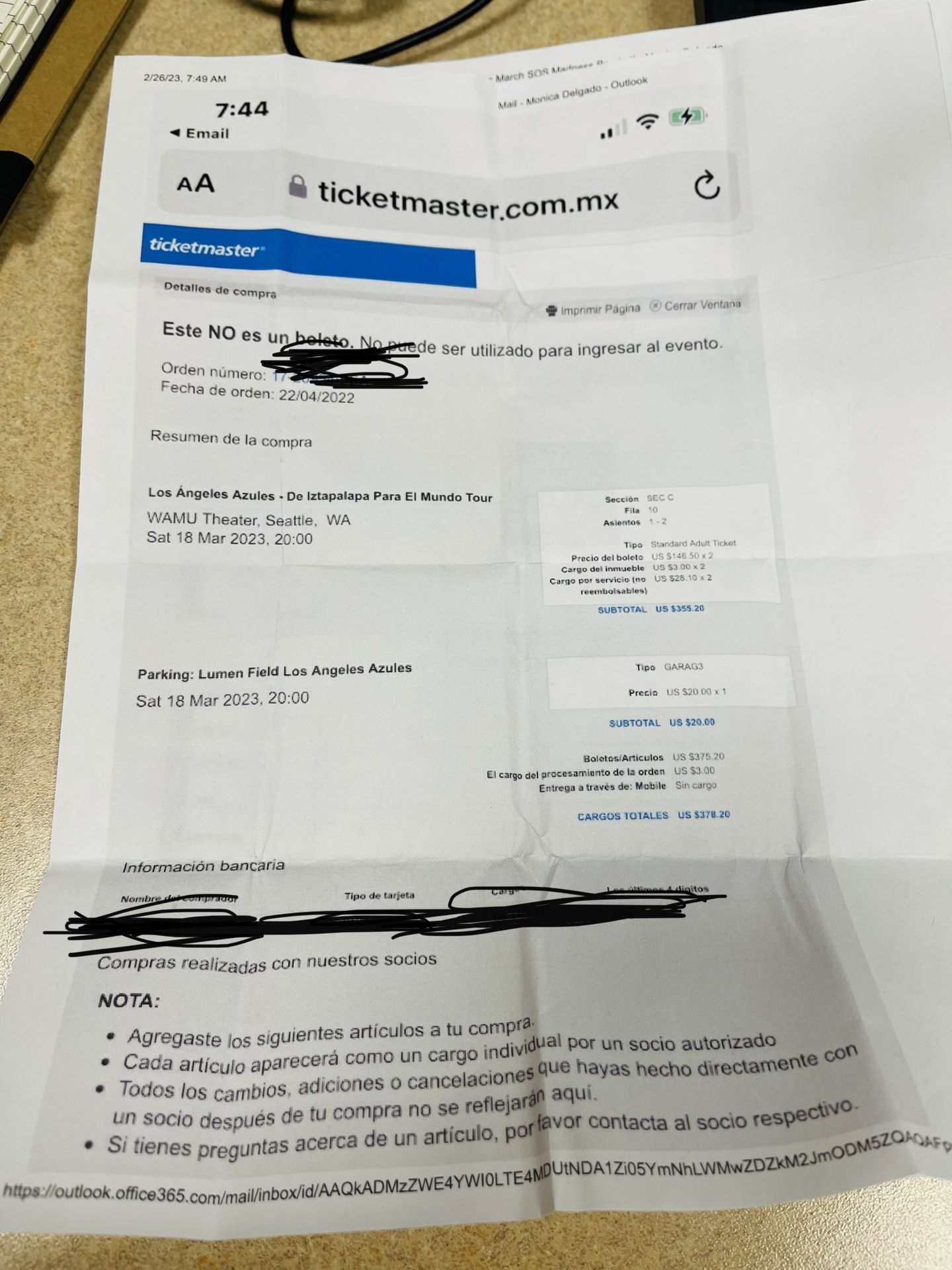 2 TICKETS LOS ANGELES AZULES