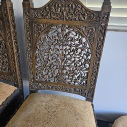 Antique Chairs and matching stool set. Imported from overseas - Hand Carved