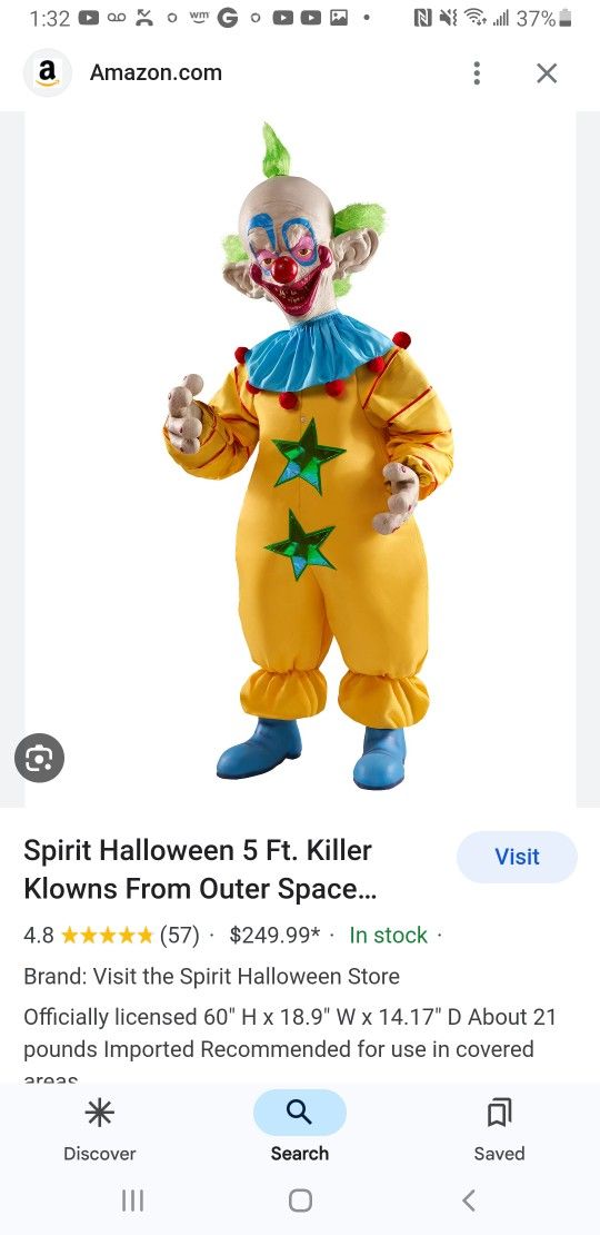 5 Ft Shorty Animatronic Killer Klowns from Outer InSpace for Sale in