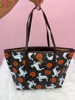 Coach Halloween Ghost Pumpkin Tote Bag
