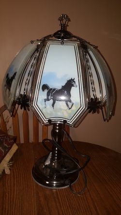 Three Candle Lighted Glass And Metal Lamp