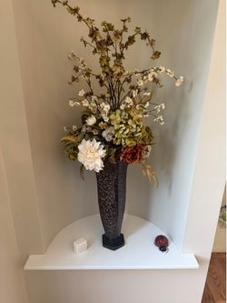 Decorative Floral Arrangement with Textured Vase
