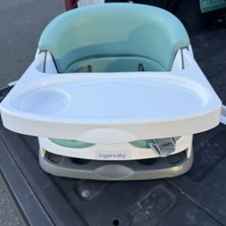 Ingenuity Baby Base 2-in-1 Booster Feeding and Floor Seat with Self-Storing Tray - Mist