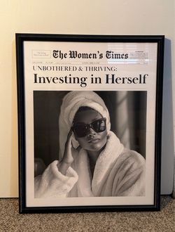 NEW Framed Wall Art "Investing in Herself" Women’s Times Newspaper Print 16x20”