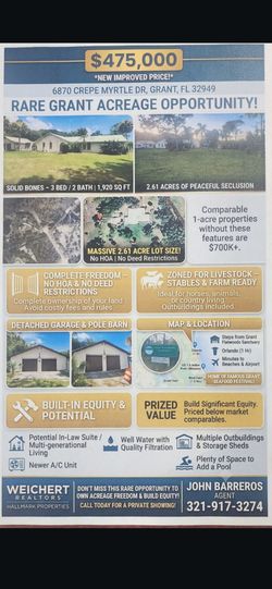 3/2 with in law suite Non deed restricted  Grant Valkeria 2.7 acres