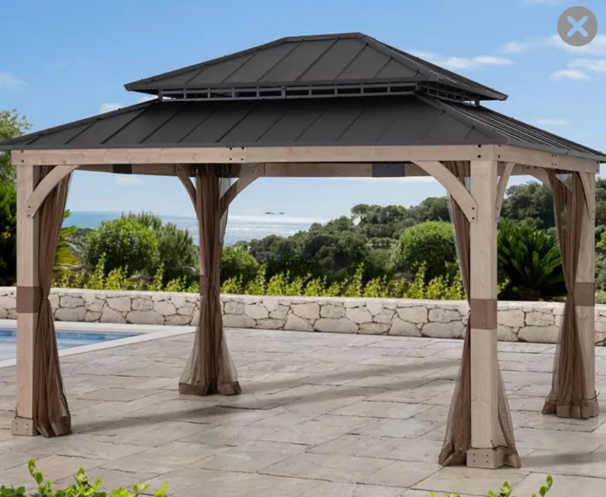 10' x 12' Hard Top Wood Gazebo
