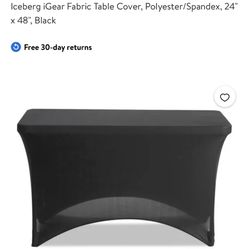 Iceberg iGear Fabric Table Cover, Polyester/Spandex, 24" x 48", Black